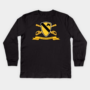 1st Cavalry Division - SSI  w Br - Ribbon Kids Long Sleeve T-Shirt